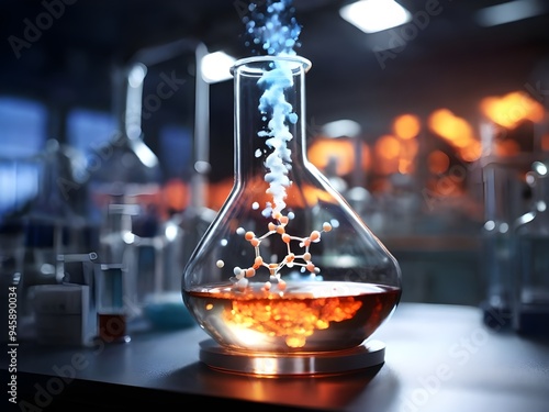 close-up of a chemical reaction taking place in a lab photo