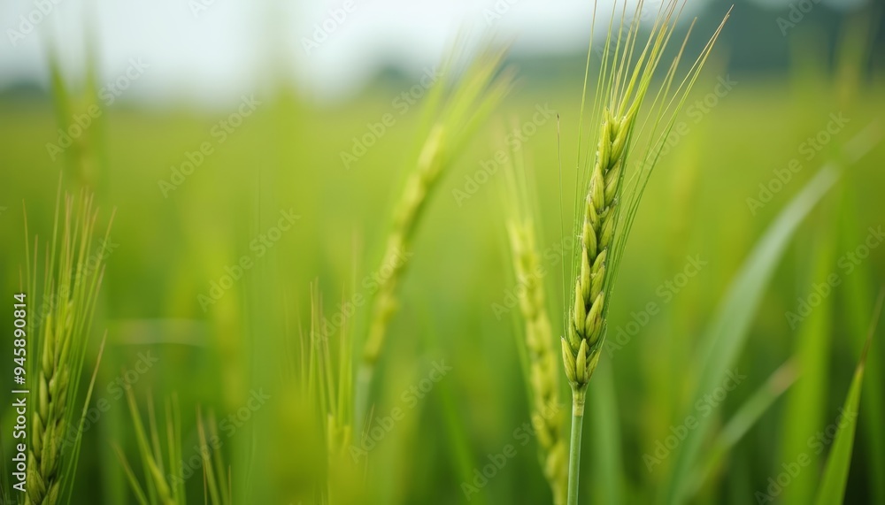 Vibrant green field of wheat ready for harvest Vibrant green field of wheat ready for harvest
