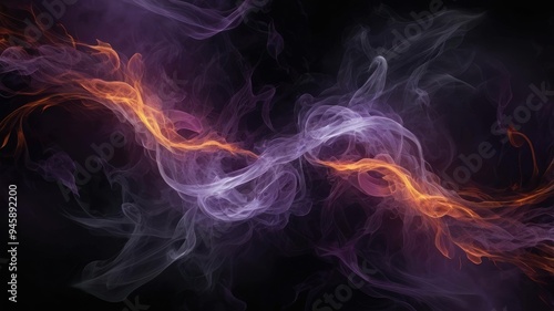 Mystical Smoke and Fire Abstract Art with a dark background