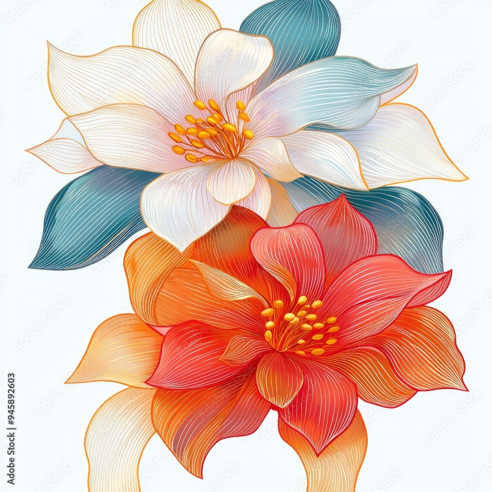 Fototapeta premium Elegant Floral Arrangement with White and Red Flowers