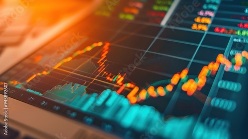 Wallpaper Mural Stock market graph and top view computer on the table  Torontodigital.ca