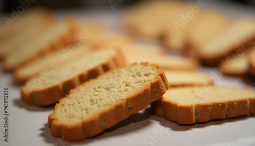 Baked to perfection A closeup of freshly sliced bread