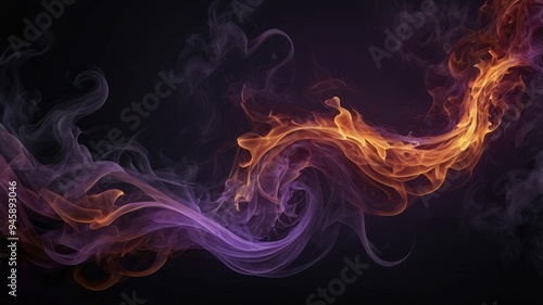 Mystical Smoke and Fire Abstract Art with a dark background