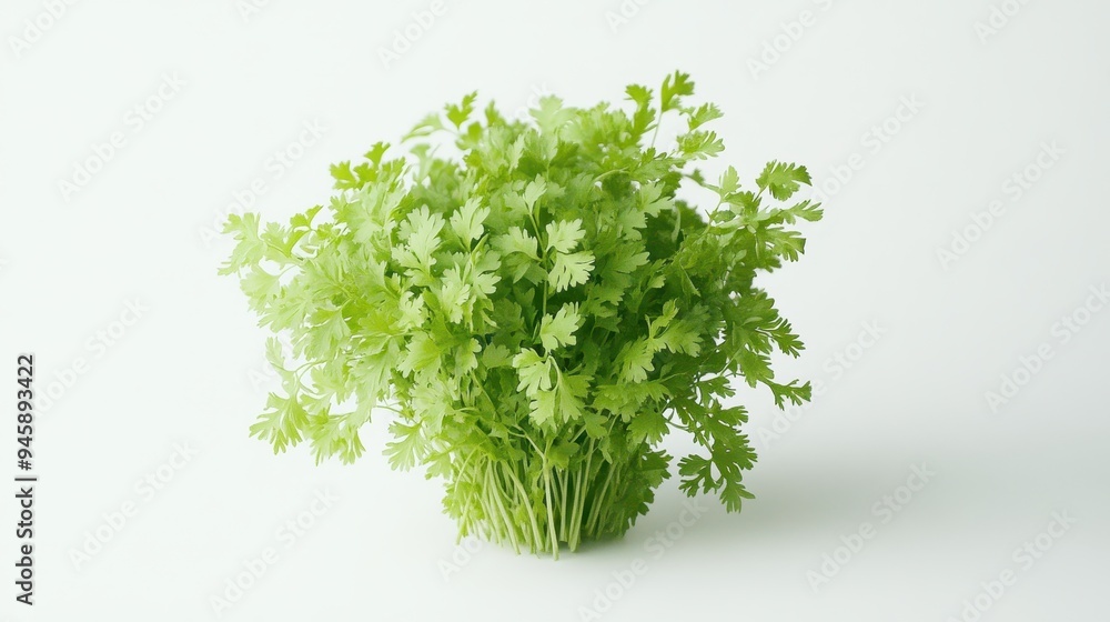 Obraz premium A fresh bunch of green cilantro leaves arranged neatly.