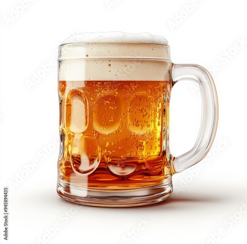 Refreshing golden lager served in a classic glass mug with frothy foam on top