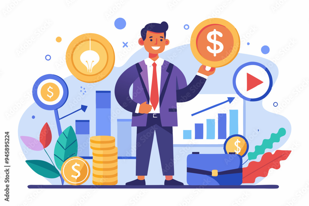 Business evaluation, analyze company worth or market value, merger and acquisition to determine corporate valuation, revenue profit or earning concept, businessman evaluate company with dollar money.
Business evaluation, analyze company worth or market value, merger and acquisition to determine corporate valuation, revenue profit or earning concept, businessman evaluate company with dollar money.