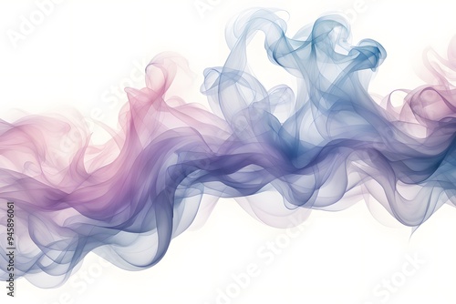 A gentle flow of pastel smoke in shades of blue pink and lavender softly fading into a white back, Ai Generated