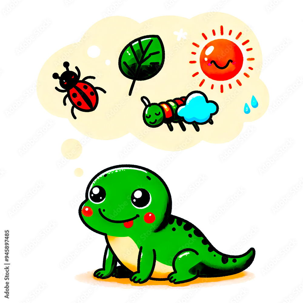 Obraz premium lizard dreams cartoon 