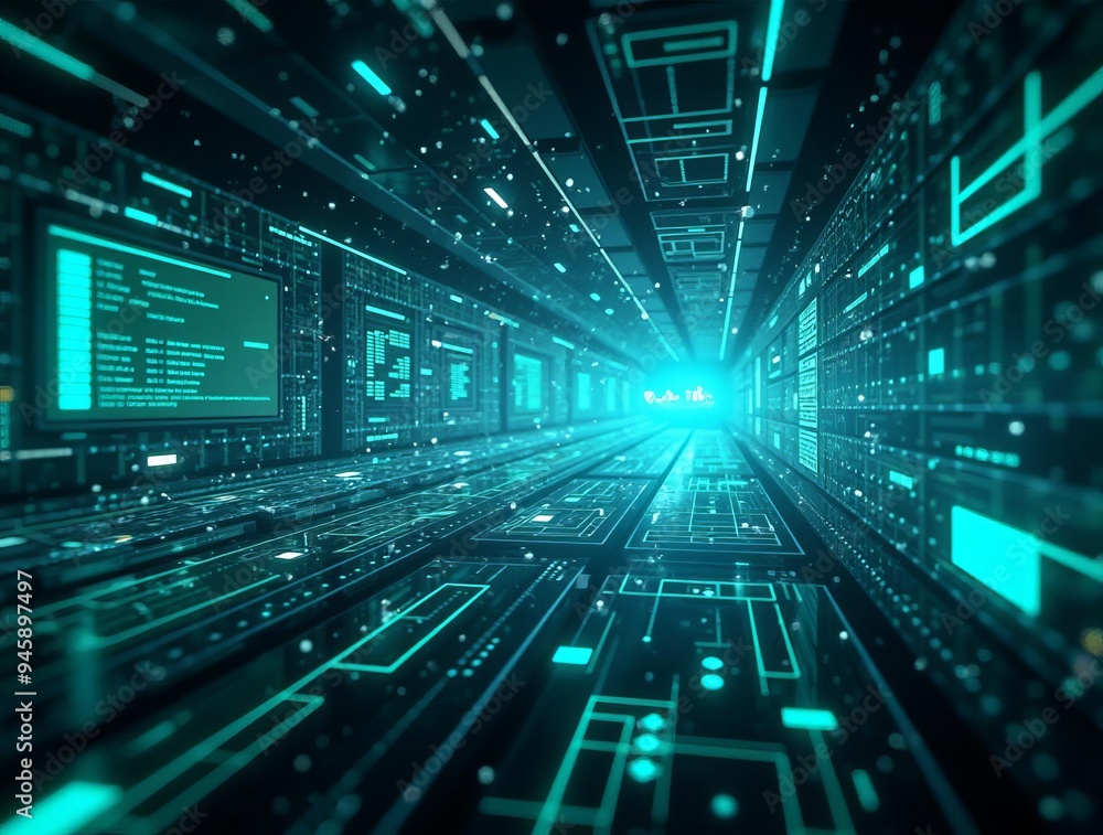 Digital Transformation Landscape: Futuristic Technology Interface and Data Flow Digital Transformation Landscape: Futuristic Technology Interface and Data Flow