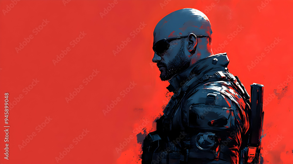 Soldier in Red: A Silhouette of Strength and Determination Soldier in Red: A Silhouette of Strength and Determination