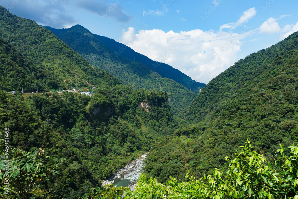 Fototapeta premium green river in the mountain