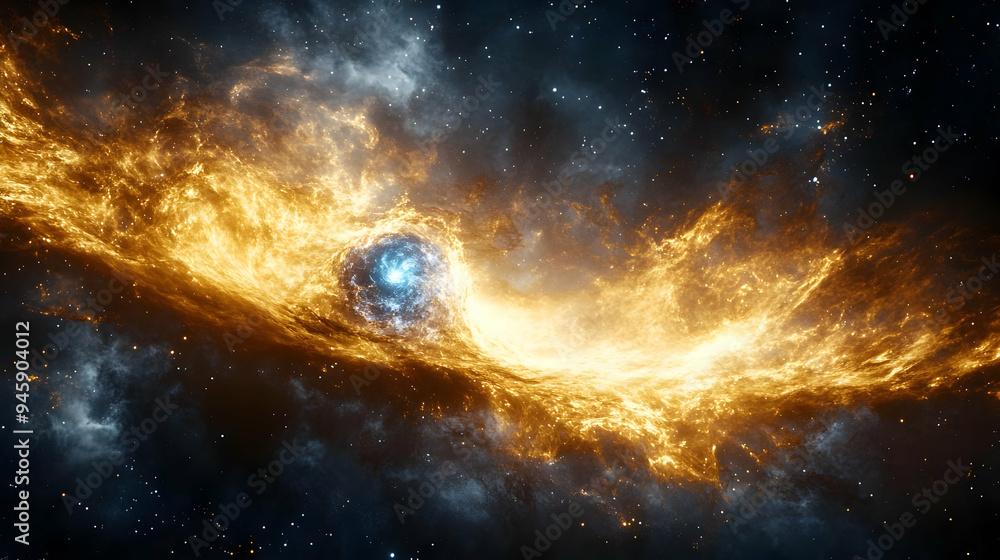Obraz premium Cosmic Firestorm: A Blazing Nebula in the Vastness of Space
