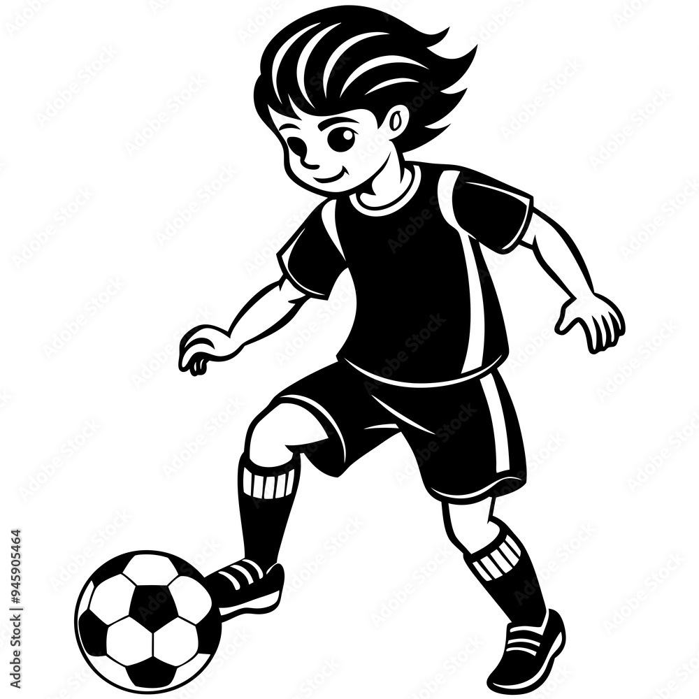 Silhouette boy kick soccer vector image Silhouette boy kick soccer vector image