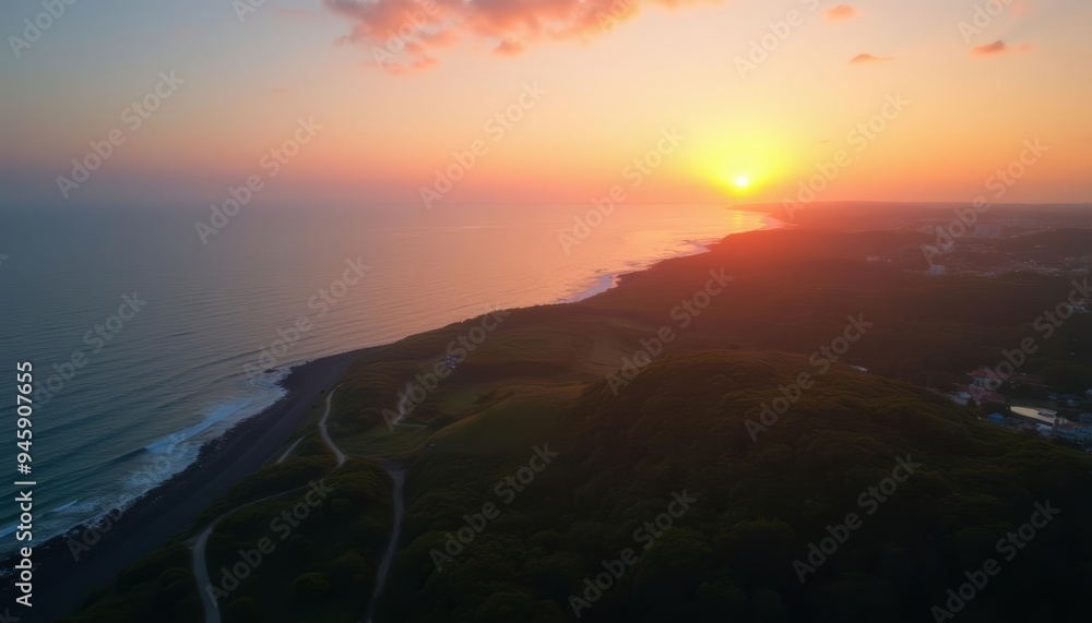 Fototapeta premium Sunset over the ocean serene and beautiful