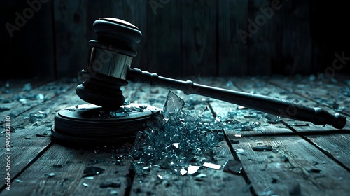 Shattered Gavel - Conceptual Representation of Legal Injustice and Breakdown of Justice photo