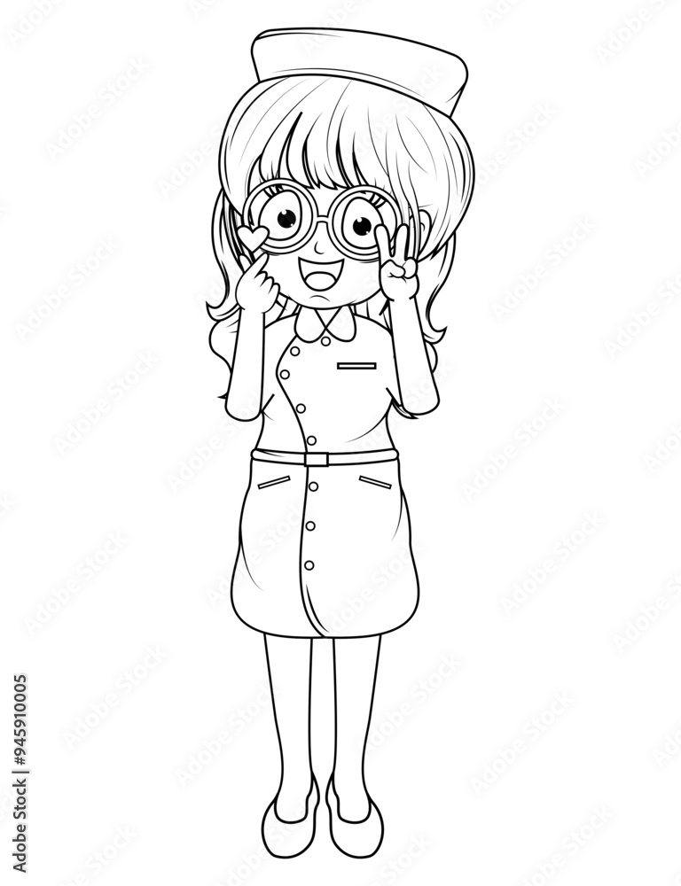 Coloring Little Nurse Cartoon Coloring Little Nurse Cartoon
