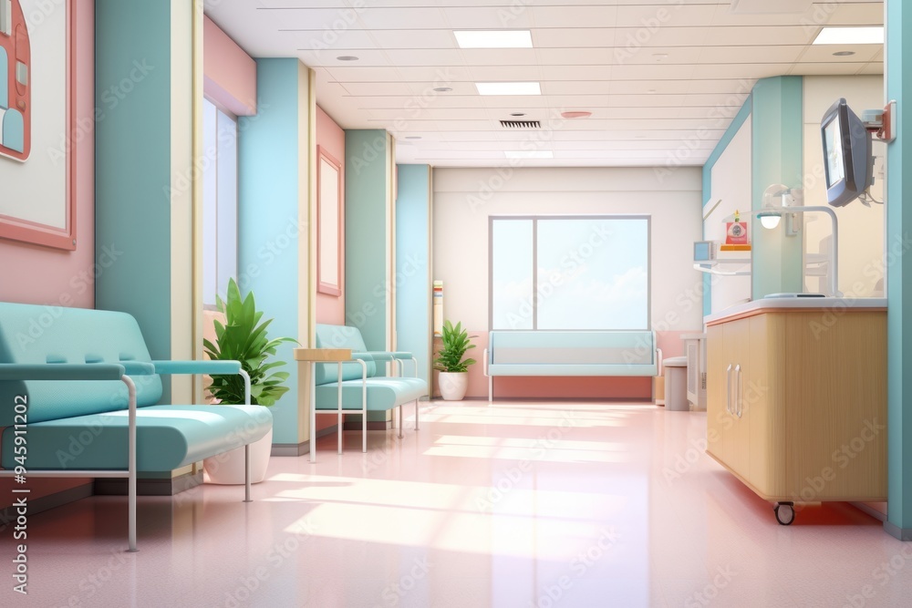 Fototapeta premium Hospital architecture furniture building.