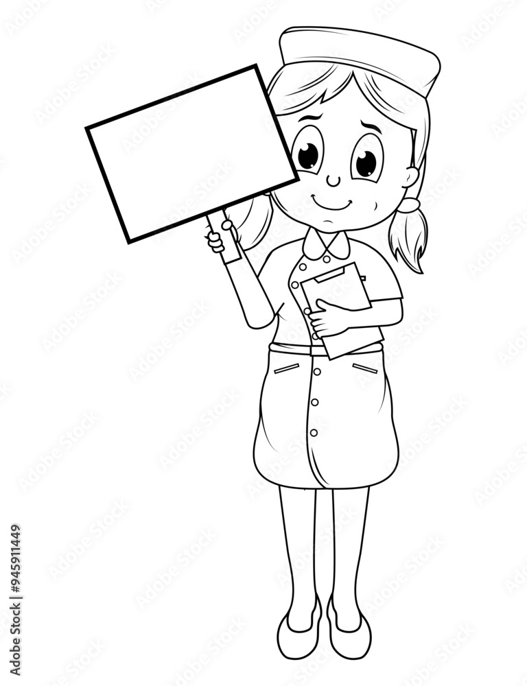Coloring Little Nurse Cartoon Coloring Little Nurse Cartoon