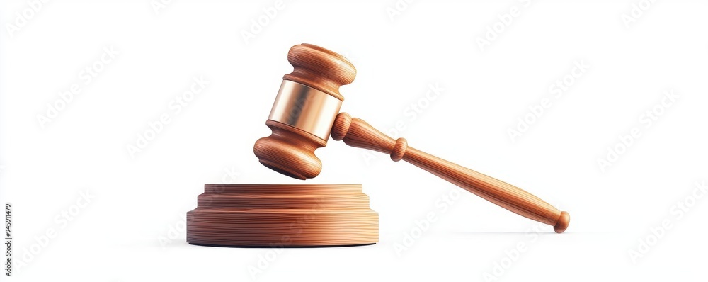 Gavel striking the bench, symbolizing judicial authority and lawfulness, flat design illustration Gavel striking the bench, symbolizing judicial authority and lawfulness, flat design illustration