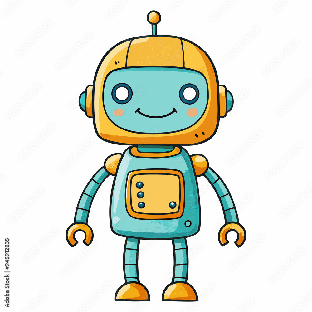 Cute robot cartoon icon character isolated, graphic design sign Cute robot cartoon icon character isolated, graphic design sign