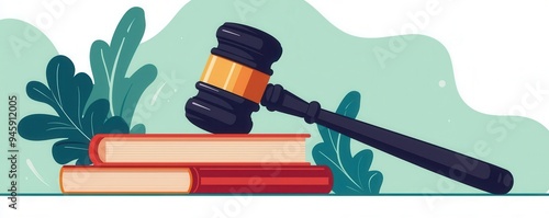 Legal authority depicted by a judge s gavel, lawfulness theme, flat design illustration photo