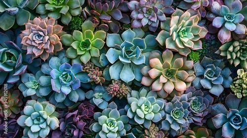 Meticulously Arranged Succulent Mandala with Captivating Natural Textures and Symmetry