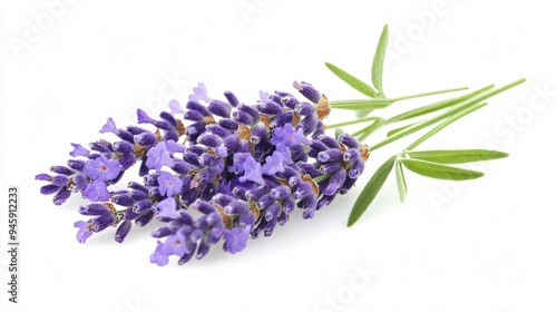 Fresh Lavender Flowers Isolated on White Background