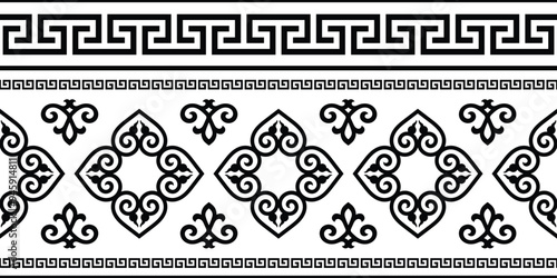 Ethnic background on the theme of Mongolian national ornament, seamless pattern, vector design	