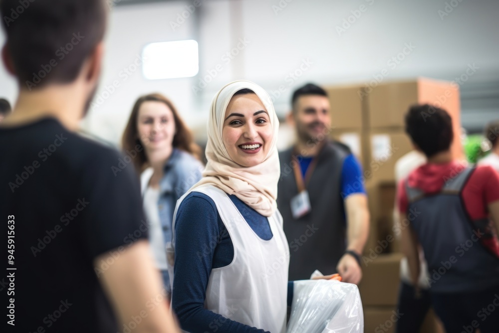 People volunteering cardboard adult happy. People volunteering cardboard adult happy.