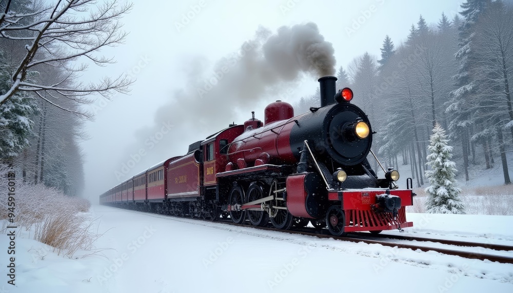 Snowy journey on the tracks Snowy journey on the tracks