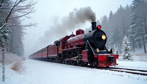 Snowy journey on the tracks