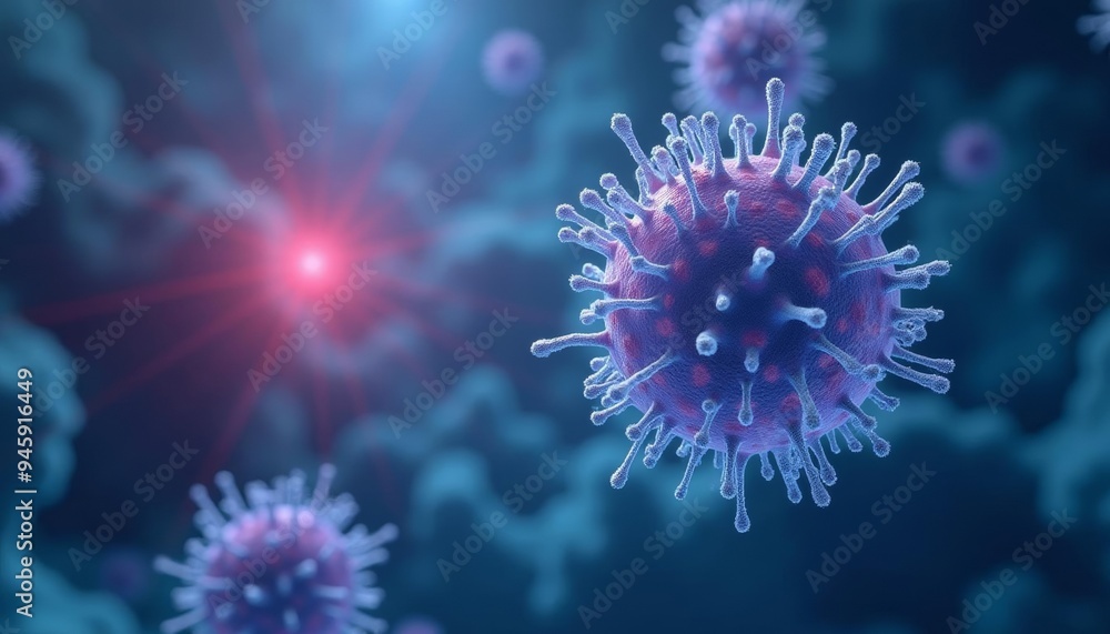 Viral particles in a microscopic world illuminated by a bright light Viral particles in a microscopic world illuminated by a bright light