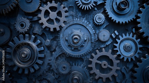 Wallpaper Mural Interlocking Blue Metal Gears Torontodigital.ca