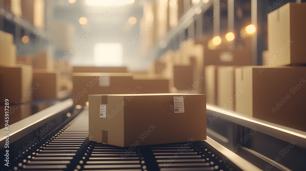 Organized Warehouse With Rows of Stacked Cardboard Boxes for Storage and Shipping Organized Warehouse With Rows of Stacked Cardboard Boxes for Storage and Shipping