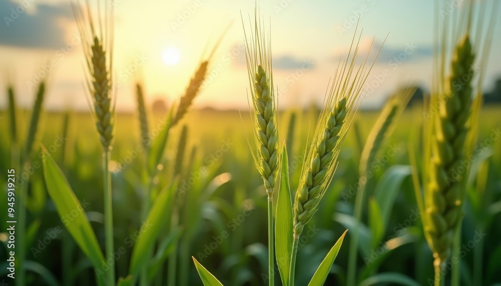 Fototapeta premium Harvesting the golden glow of a summers day