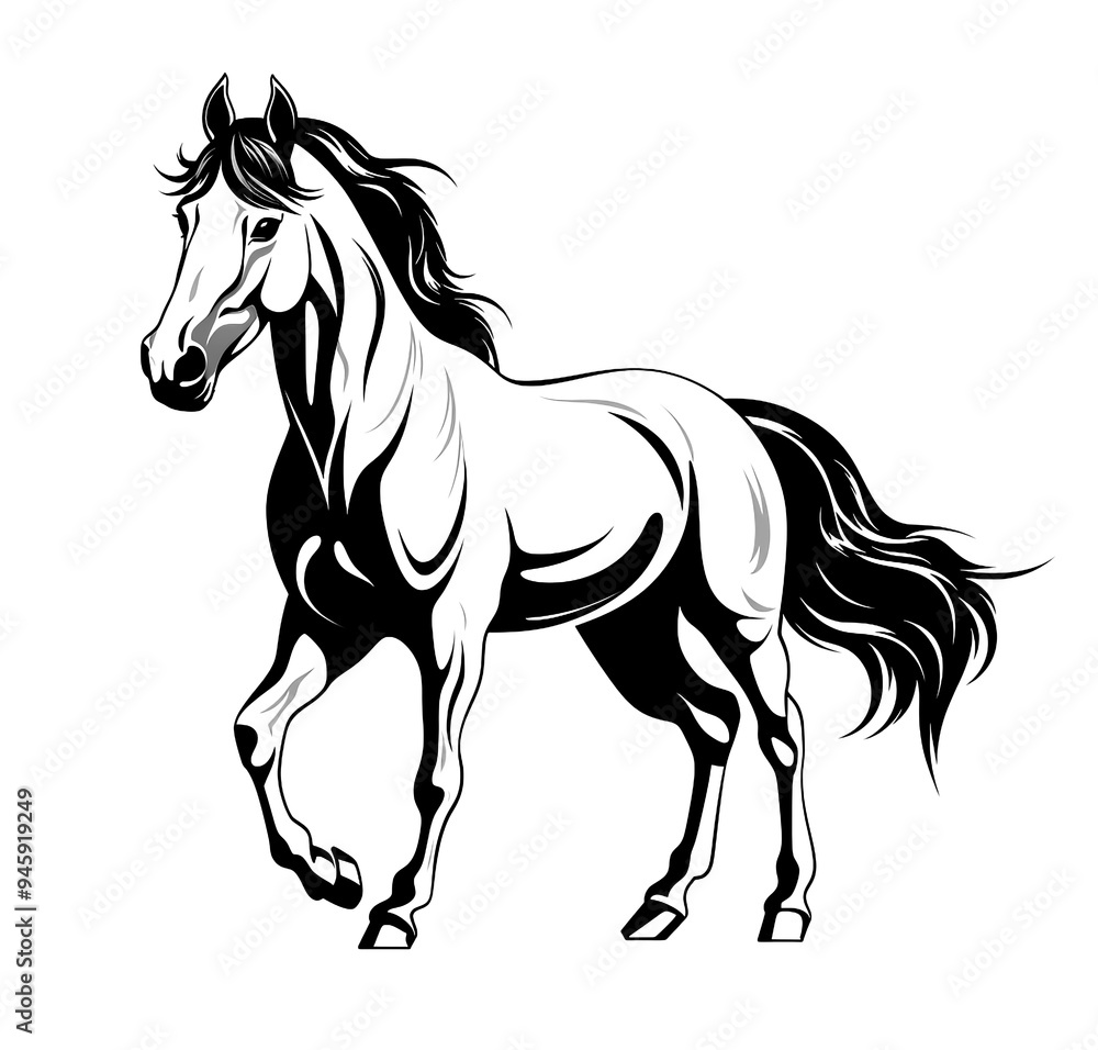 black and white horse drawing black and white horse drawing