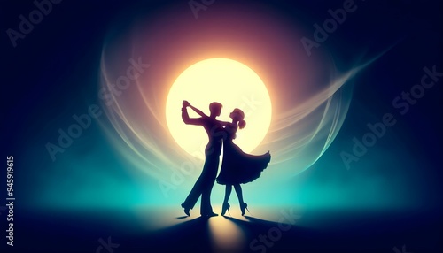 scenic view of a silhouette of a couple performing a dance