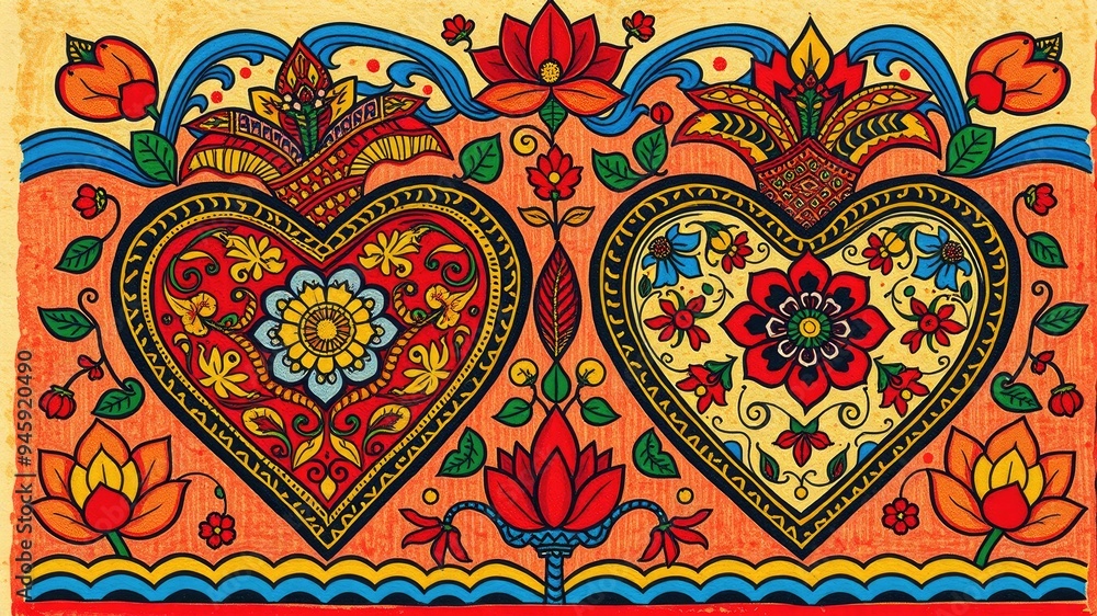 Pattern with Hearts, Abstract painting, hearts pattern, flower ornament pattern.seamless pattern with hearts and flowers Pattern with Hearts, Abstract painting, hearts pattern, flower ornament pattern.seamless pattern with hearts and flowers