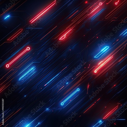 Dynamic abstract background featuring vivid red and blue neon lines creating a futuristic atmosphere for design projects.