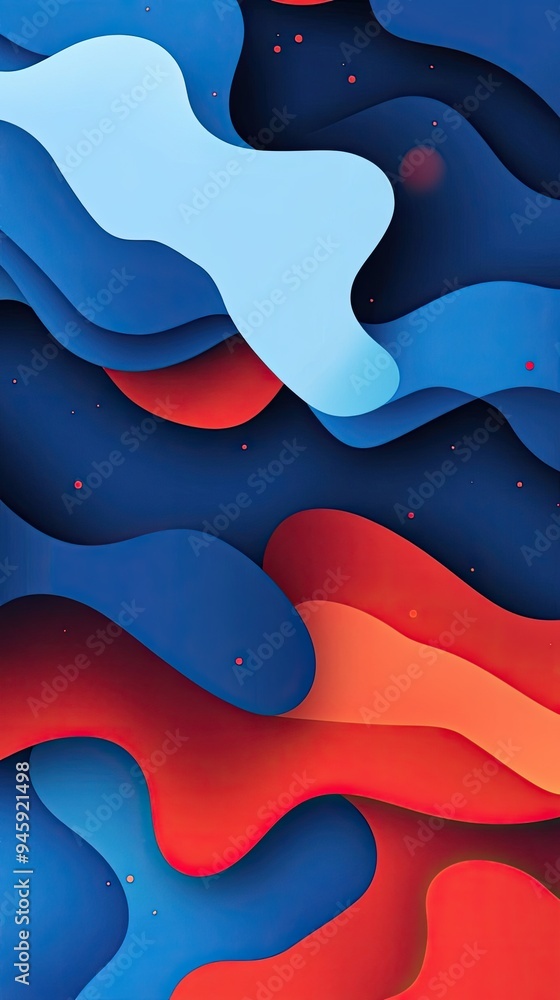 Vibrant abstract waves of blue, red, and white tones flowing seamlessly. Perfect for backgrounds, design, and modern aesthetics. Vibrant abstract waves of blue, red, and white tones flowing seamlessly. Perfect for backgrounds, design, and modern aesthetics.