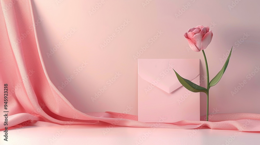 Fototapeta premium Cards of roses in a minimalist background for Valentine's Day