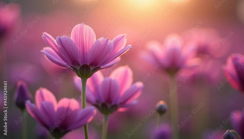 Fototapeta premium Blooming with Joy A Field of Pink Flowers