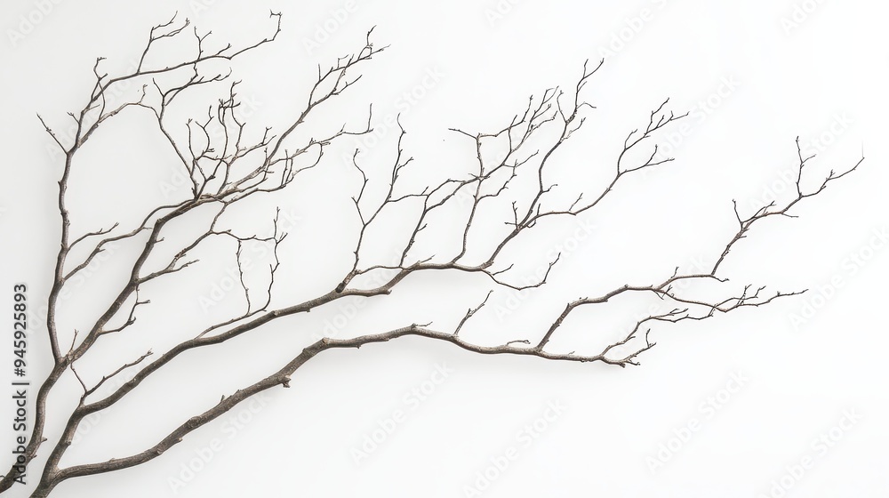 Fototapeta premium A minimalist composition featuring a bare branch against a white background.