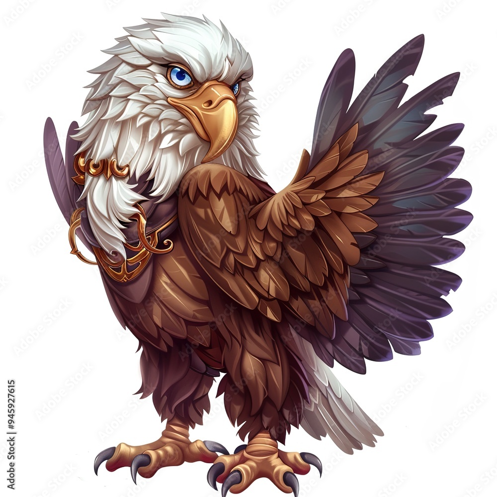 Fototapeta premium Eagle spy fantasy animal cartoon isolated whitebackground 16:9