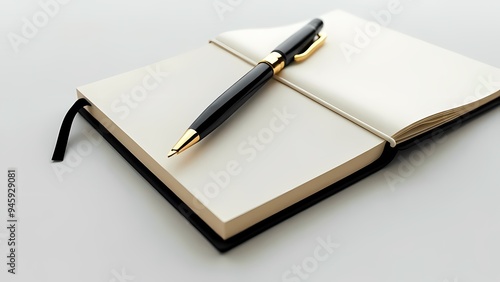 Minimalist Pen and Notebook Set on White Background Elegant Stationery for Office and Work