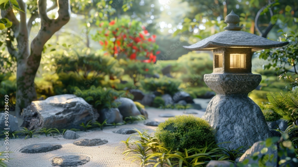 Stone lanterns and paths in Chinese gardens Stone lanterns and paths in Chinese gardens