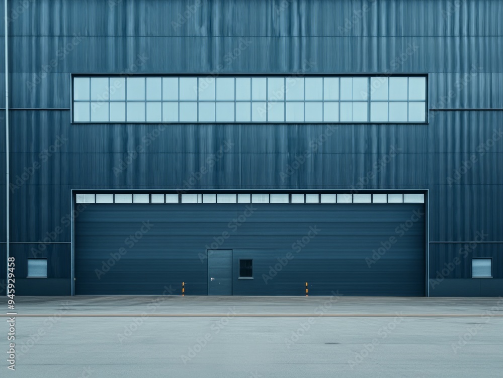 Obraz premium Modern metal and wood detailed garage door from the front