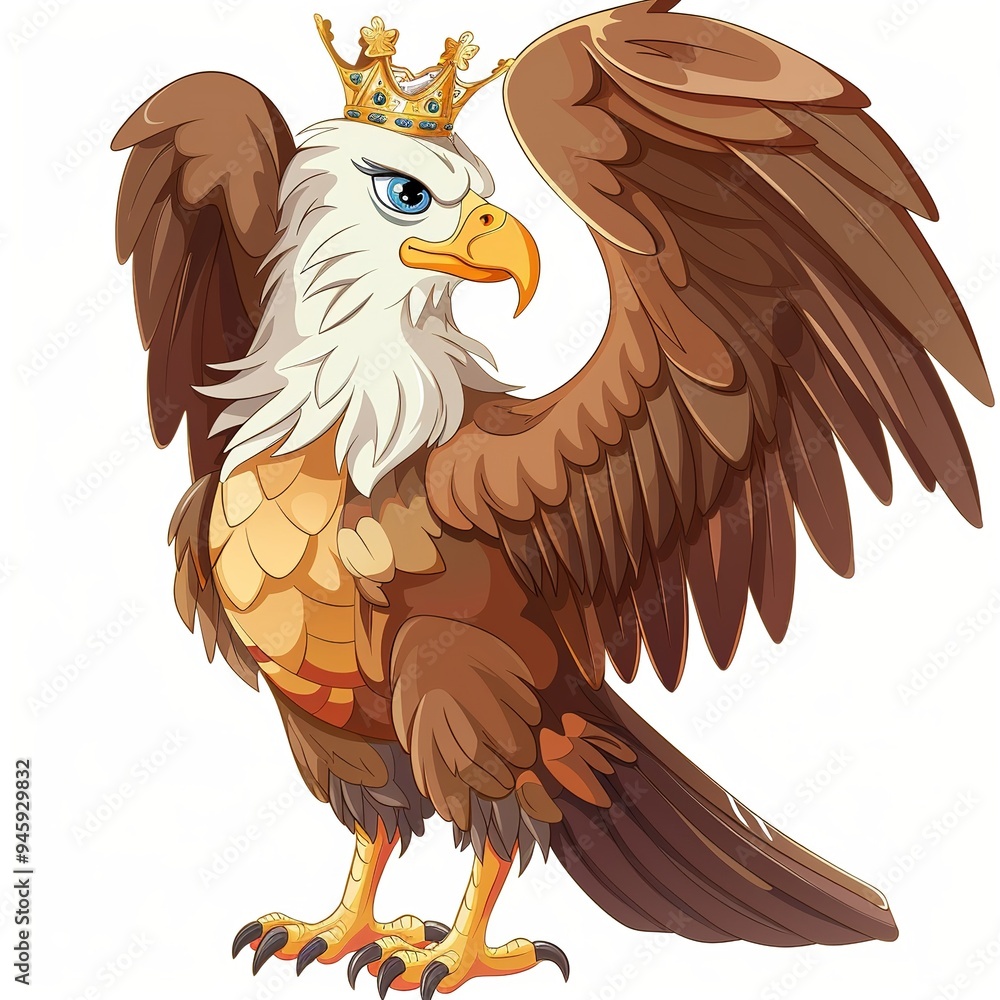 Naklejka premium Eagle queen fantasy animal cartoon isolated whitebackground