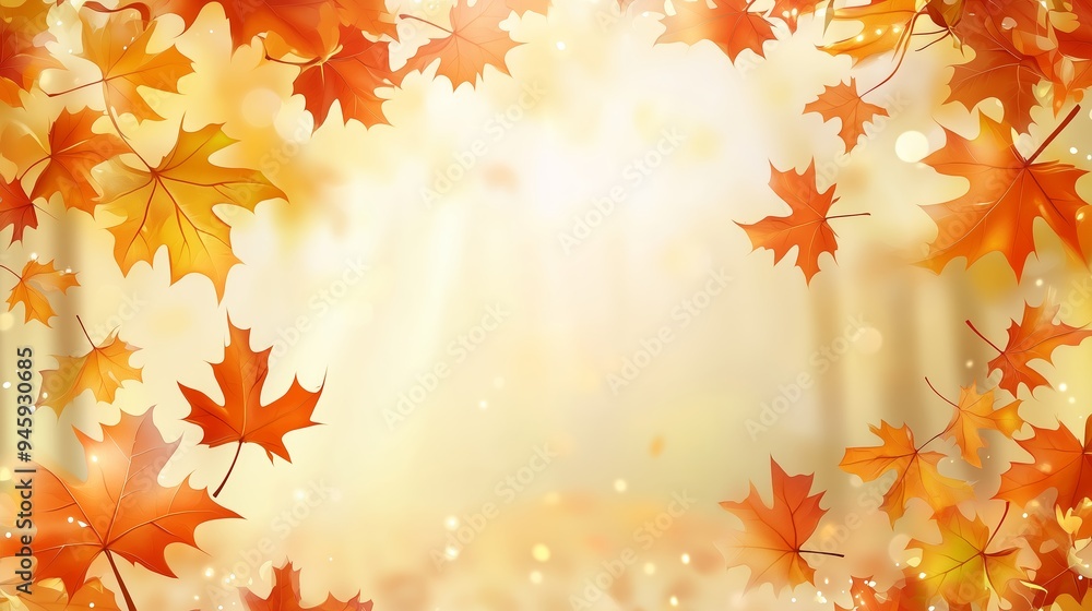 Colorful autumn leaves creating a warm atmosphere in a bright forest setting during a sunny afternoon Colorful autumn leaves creating a warm atmosphere in a bright forest setting during a sunny afternoon