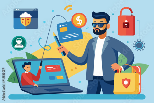 Call center fraud or scam stealing money from mobile banking application, fake phone call or financial crime, phishing or financial threat concept, scammer thief steal money from mobile banking app
